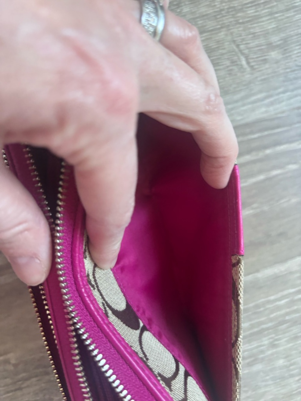 Coach Pink Zip-Around Leather Wallet - Picture 7 of 8